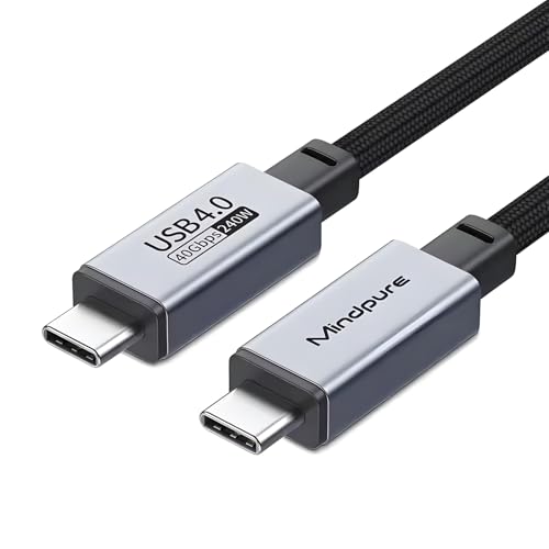 Mindpure USB-C & USB-C Thunderbolt 4 ケーブル 2m PD 240W 超急速充電 20Gbps 高速データ転送 8K@60Hz 映像出力 ナイロン編み 超高耐久 E-Marker 搭載 USB4/PD3.1/QC4.0 対応 iPhone15/MacBook/iPad Pro/Android タイプ C 端末全対応
