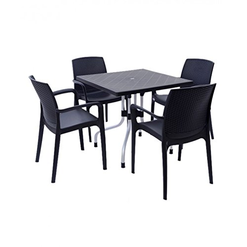Mavi Black Outdoor 4 Chair & Table Set Amazon.in Home & Kitchen