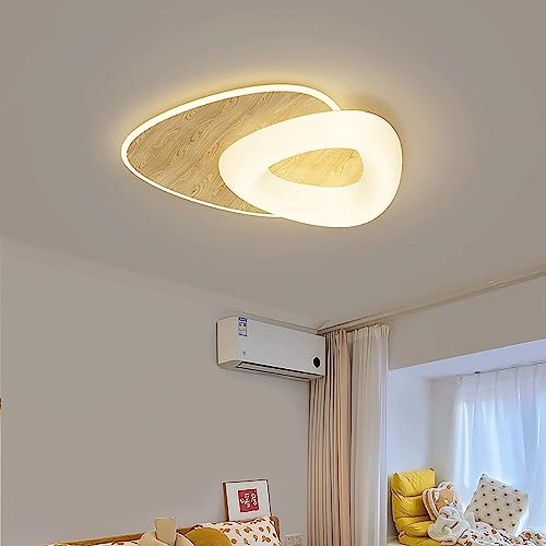 Lámpara de techo LED regulable moderna de 38W triangular de metal acabado madera 8
