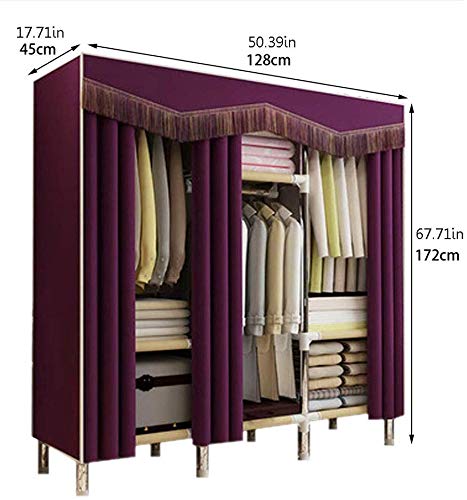 Armario ropero plegable MU con 6 estantes y barra para colgar ropa en dormitorio 4