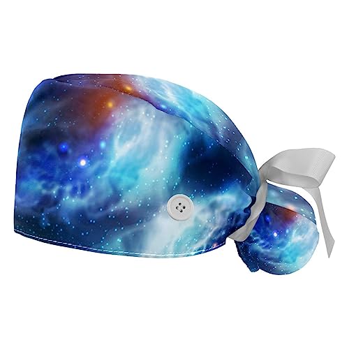 2 berretti bouffant bleu ciel étoilé avec bandeau anti-transpiration pour homme et femme