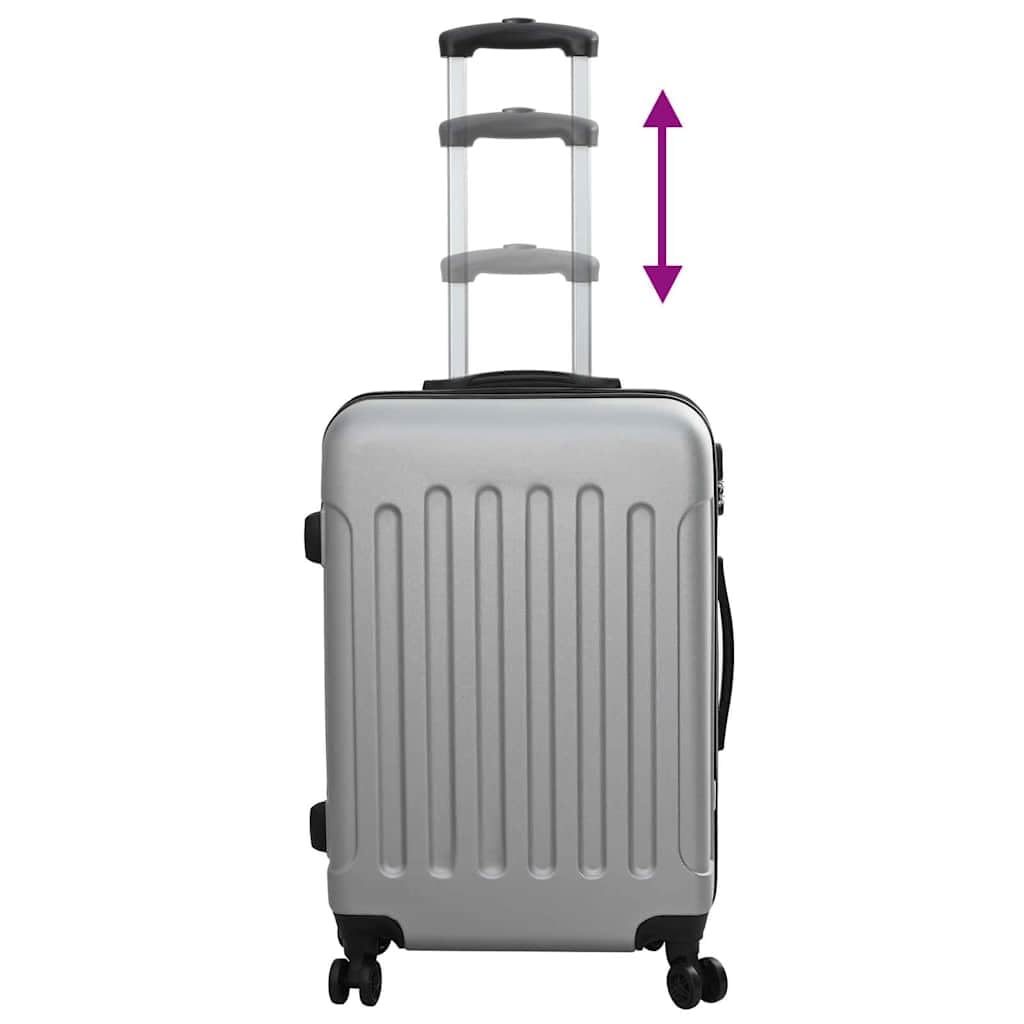vidaXL Walizka Z blokadą 3 pcs Srebrny 50 x 31 x 78 cm Plastik ABS, Towarzysz podróży, wytrzymała, prostokątna walizka, bagaż, torba na lot, organizator na weekend