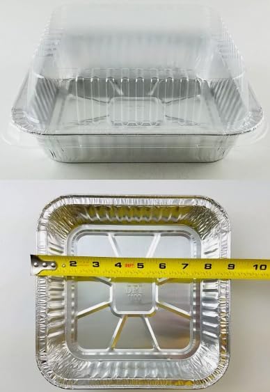 PROPAC & SEAL Square Aluminum Foil Cake Pan w/Dome Lid - Disposable Pans PACK OF (25)