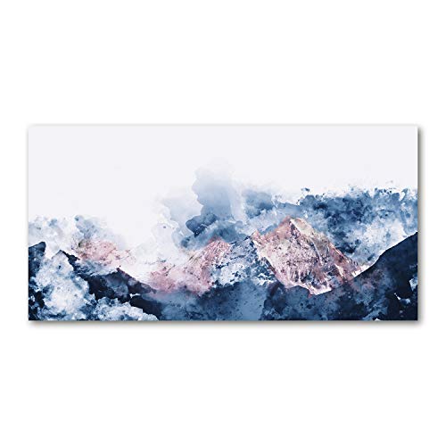 Fond de hotte verre 140x70cm gris et splashback de cuisine paysage de montagnes