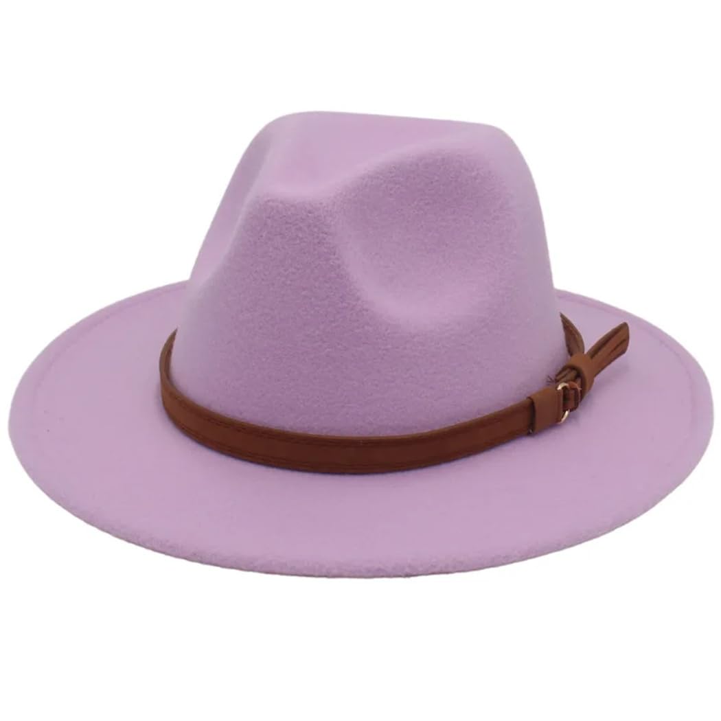 Unisex Big Brim Brown Belt Feltro Cap Uomini Western Cowboy Fedora Cappello Donna Elegante Partito Chiesa Vestito Cap