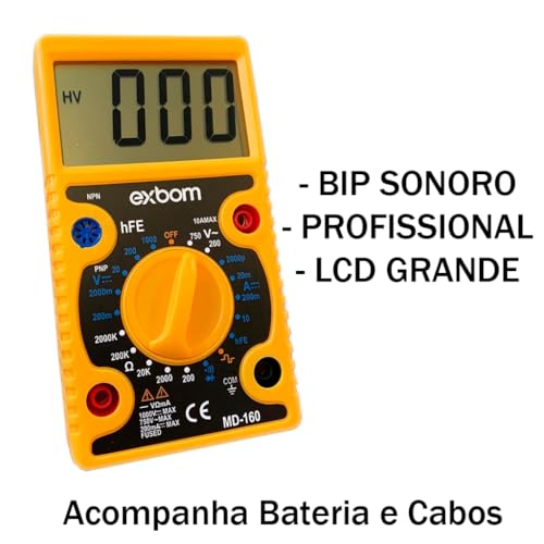 Multímetro Digital Profissional com BIP LCD Grande para Profissionais Eletricista Tecnico Eletrônica