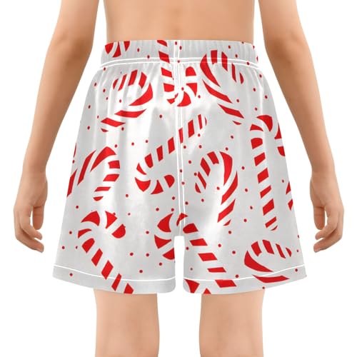 Bolaz Toddler Boys Swimwear Swim Trunks with Compression Liner 4T Christmas Candy Cane3