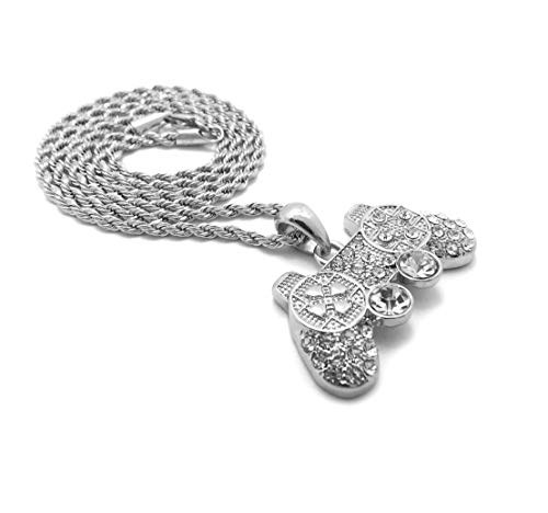 New Game Controller Pendant 18",20",24" Box, Rope, Cuban Chain Hip Hop Necklace XMP17 (18, Silver Rope Chain)3