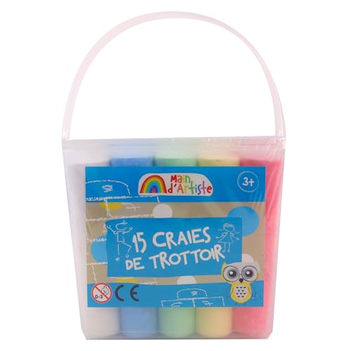 MAIN D'ARTISTE - 15 Crayones XXL - Actividad Creativa - 035601 - Dibujo - Multicolor - Juguete para Niños - Creatividad - Actividades Manuales - Aire Libre - Lavable con Agua - A partir de 3 años