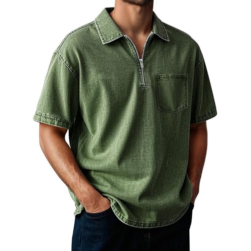 Polo en coton homme manches courtes chemise de loisirs couleur unie été