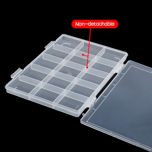 Image of 2PACK 15 Grids Clear Plastic Organizer Box, Beads Storage Containers Box Beads Crafts Jewelry Fishing Tackles and Small Items and Other Craft Projects