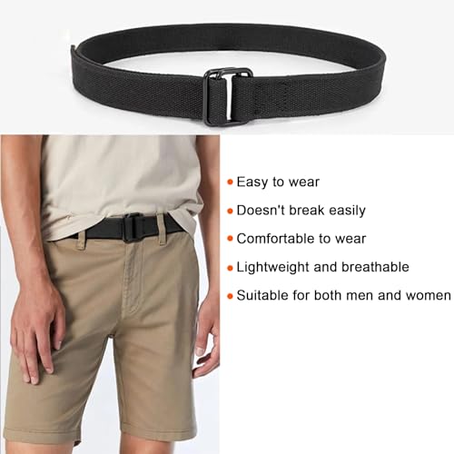 Web Belt 2Pcs - 51.18inch Casual Double Ring Cloth Belt with Double D-ring2