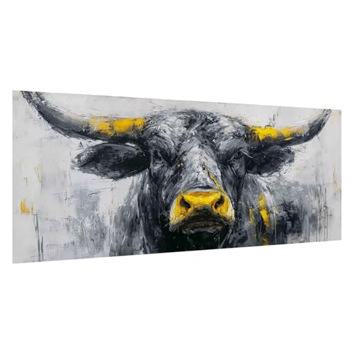 Ganado de las Tierras Altas Pintar por Numeros Adultos Animal Pintura por Numeros,Easy Paint by Numbers Adult Niños,con Pinceles y Acrílico,Manualidades Home Decor Regalo 100x200cm,con Marco,d1119k