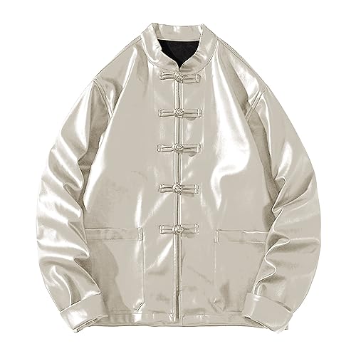 Chaqueta de cuero sintético para hombre con hebilla miniatura 1