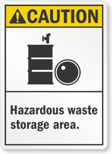 Caution (ANSI): Hazardous Waste Storage Area (with graphic), Plastic ...