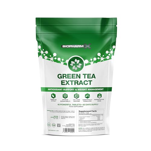High Strength Green Tea Tablets 15 000mg Extract (60 Vegan Tablets / 2 Month Supply) EGCG & Polyphenols Rich - Natural Metabolism & Antioxidant Support