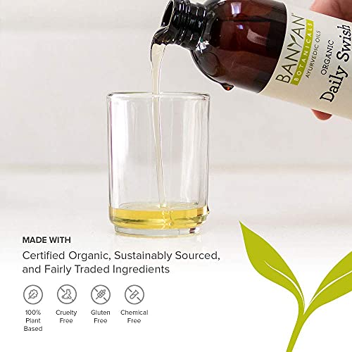 Banyan Botanicals Daily Swish Mint – Organic Ayurvedic Oil Pulling Mouthwash With Coconut Oil – For Oral Health, Teeth, & Gums* – 34Oz – Non Gmo Sustainably Sourced Vegan #TOP4