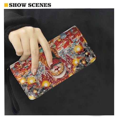 Image of Bulopur Christmas Cat Wallet Purse for Women's Wallet RFID Blocking Credit Card Holder Large Capacity Wristlet Leather Wallets Purse Christmas Gifts for Mom Girlfriend