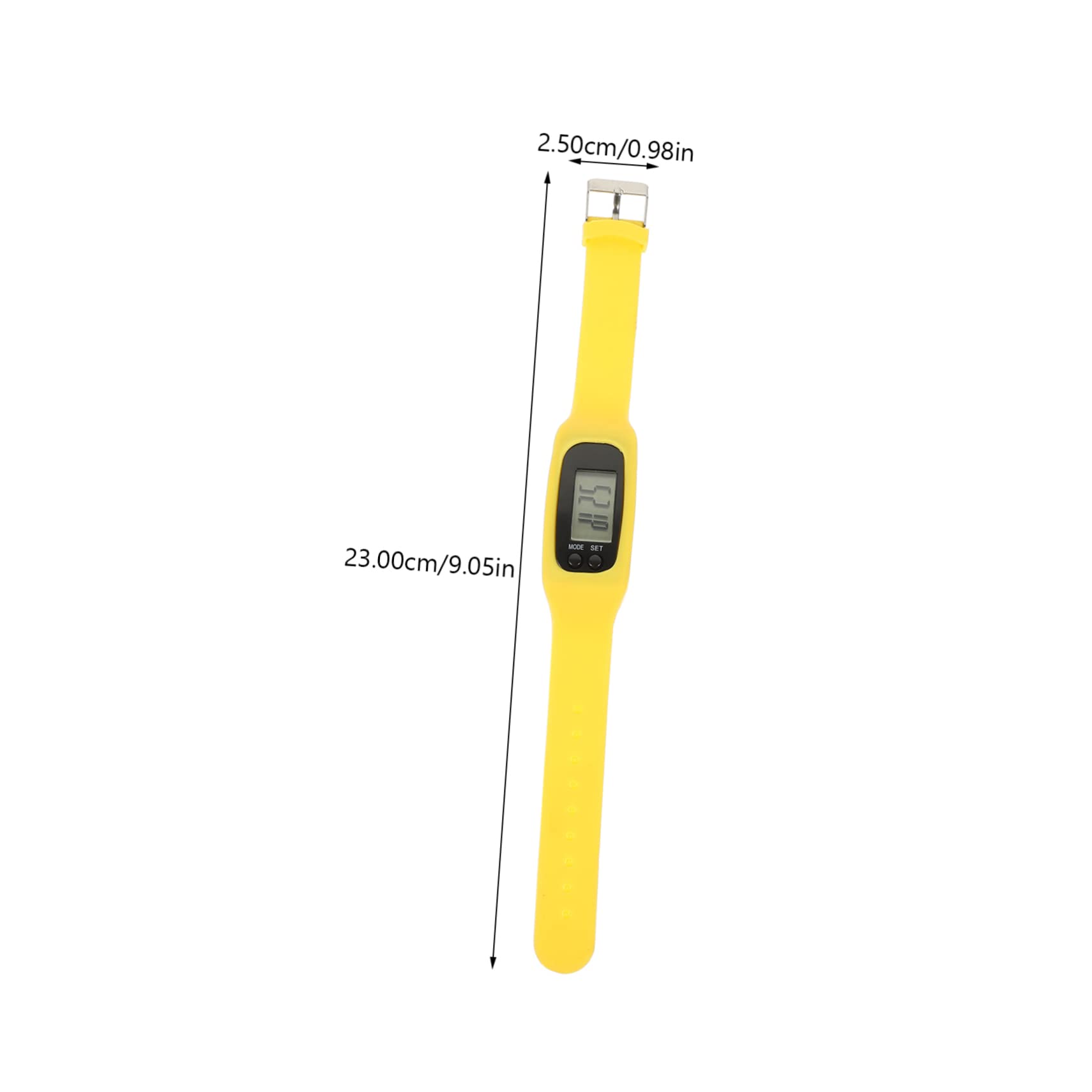 Bracelet Podomètre de Poignet en Silicone Jaune, Écran Visible