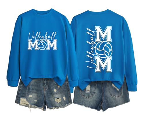 Volleyball Mom Sweatshirt for Women Funny Graphic Shirts Crew Neck Pullover Casual Long Sleeve Volleyball Tops