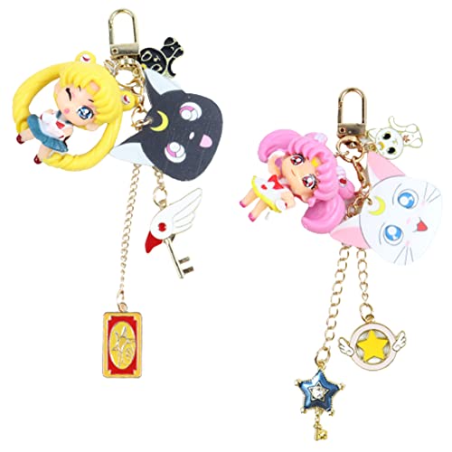 BESTZY Llavero De Dibujos Animados, 2 Piezas Sailor Moon Llavero, Llavero para Niños, Llavero Lindo...