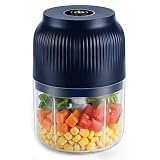 Mini Electric Food Chopper, USB Rechargeable Garlic Chopper, Cordless Vegetable Chopper with One Touch Operation, Portable Food Processor for Garlic,Onion,Ginger,Chilli,Nuts,Meat, Blue, Six blades