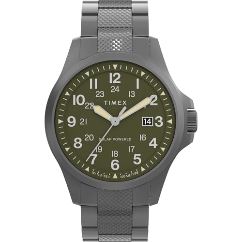 Timex Men's Expedition Field Solar 41mm Watch - Gunmetal Bracelet Green Dial Gunmetal Case