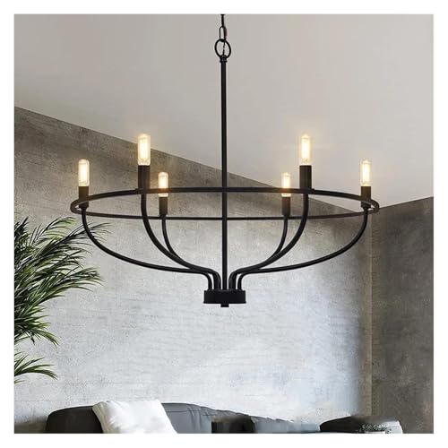 Plafon techo, Lámpara de mesa central for sala estar, for comedor, cocina, estilo loft americano moderno(Noir)