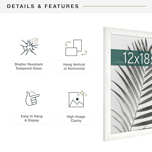MCS Studio Gallery 12x18 Picture Frame White Woodgrain, Rectangle Photo Frame for Photos, Posters & Art Prints (1-Pack)