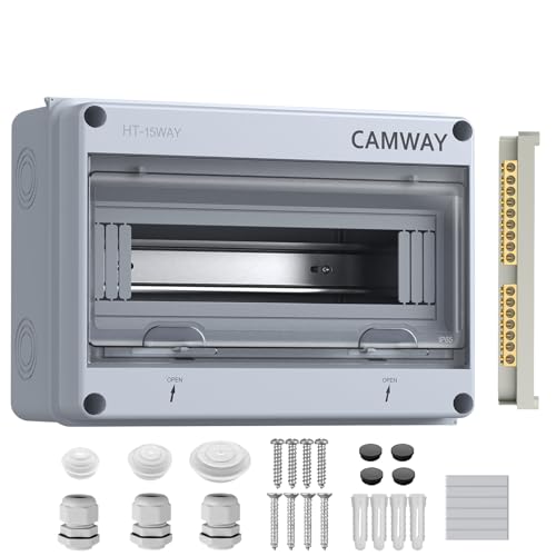 CAMWAY Verteilerkasten Aufputz 1-Reihig 15 Module, IP65 Sicherungskasten