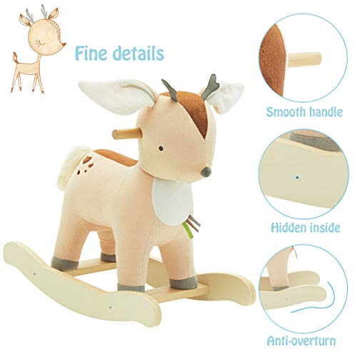 Labebe 【New Baby Rocking Horse Plush, Male Fawn Rocker Toy For Child 1-3 Years, Rocking Horse/Fawn Rocking Horse/Deer Rocker/Reindeer Rocking Horse/Riding Horse/Stuffed Animal Rocker (No Music) #TOP3