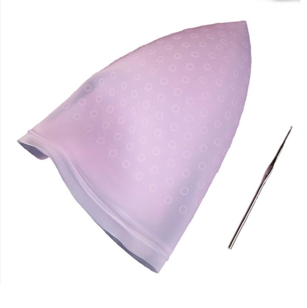 Reusable Silicone Highlight Cap with Metal Hook Professional Hair Coloring Dyeing Hat Hair Staining Cap DIY Frosting Tipping Styling Tool Salon Hair Dyeing Tool Hairdressing Highlighting Kit (Purple) : Beauty & Personal Care