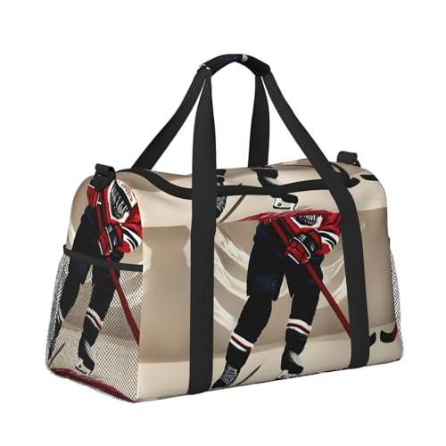 Hockey Sports print Carry on Luggage for Women Men Shoulder Weekender Crossbody Bag for Yoga Travel Must Haves3