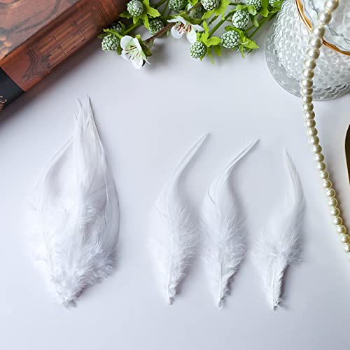 Tharaht 200Pcs White Saddle Hackle Rooster Feather Loose Bulk 5-7 Inch 12-17Cm For Diy Dream Catcher Decoration Natural Saddle Hackle Rooster Feather #TOP6