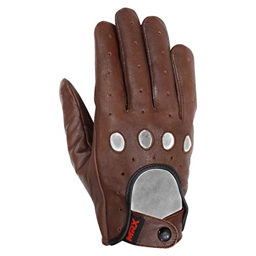 Image of MRX Driving Gloves Button Basic Soft Outdoor Glove Goat Leather Workout Full Finger, Black