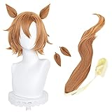 コスプレウィッグ 耐熱ウィッグ 変装用 cosplay wig かつら 専用ネットと櫛付 ウィッグ+耳+尻尾 (テイエムオペラオー)