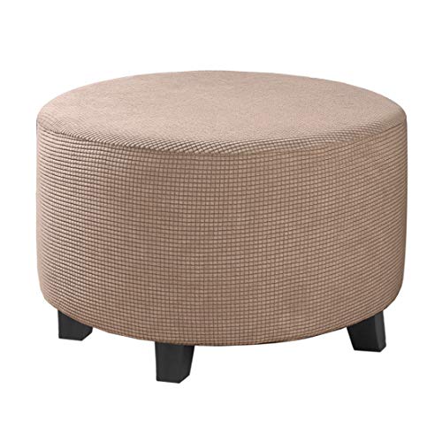 Image of H.VERSAILTEX Ottoman Cover Stretch Ottoman Slipcover Round Ottoman Storage Cover Folding Stool Covers Furniture Protector Cover for Footrest Ottoman Fit Dia 20 inch - 23 inch, Sand