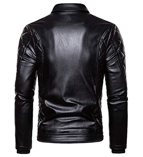 chouyatou Men's Removable Fur Collar Sherpa Lined Steampunk Faux Leather Jacket3