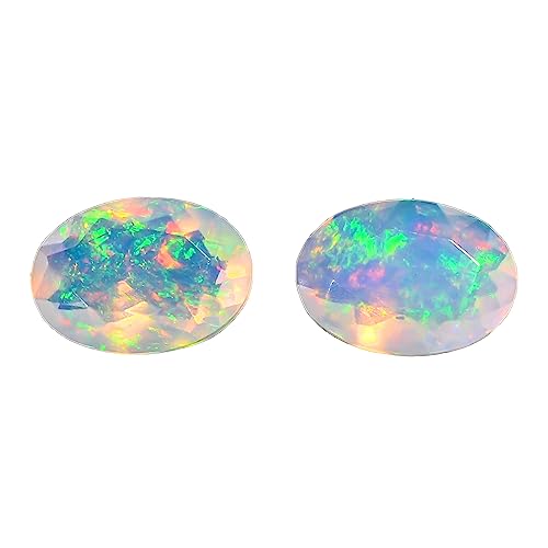 2 Pcs Pack,7x5 MM AURA GEMS Natural Ethiopian Opal Oval Shape-Brilliant Cut, Fire Play Opal Gemstone Wholesale Lot-Healing Crystals-DIY Jewelry Making Bulk Gemstone Deal