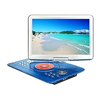 YOOHOO 16.9'' Portable DVD Player with 14.1'' Large Swivel Screen, with 6Hrs Rechargeable Battery,Mobile DVD Player for Kids,Sync TV, Support USB SD Card with Car Charger(Blue)