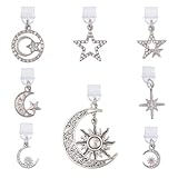 DICOSMETIC 8Pcs Dust Plug Charms Bulk Moon Star Type-C Charging Port Charm Cell Phone Charm Plug Cover for Earphone PVC Dust Plugs with Alloy Charms for Cellphone