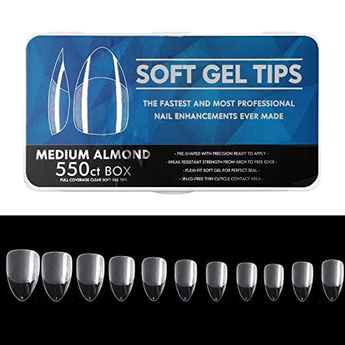 550 Stück weiche Gel-Nagelspitzen mit vollständiger Abdeckung, 9 Größen Gel-Nagelspitzen mit vollständiger Abdeckung,Kunstnägel mit Etui, Qiwey halbmattierte kurze Wassertropfen Form Gel Nagelspitzen Cover
