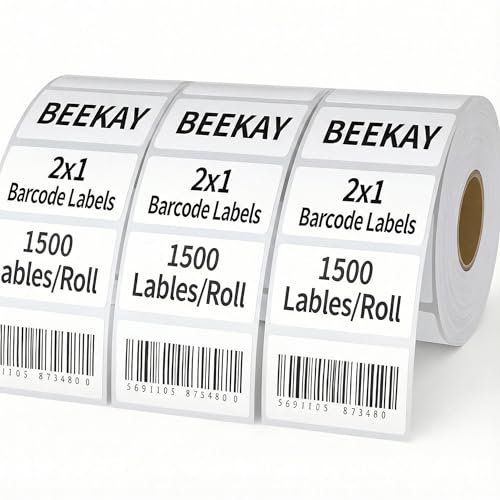 Image of BEEKAY 4500 Labels 2 inch x 1 inch (50 x 25 mm) Direct Thermal Printer Stickers Best for Barcode, Product, FNSKU, Inventory,Price,Compatible with Almost All the Direct Thermal Label Printer