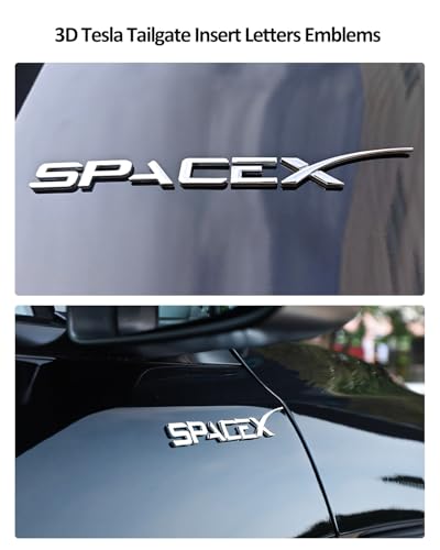 Image of 2025 Space Metal Letters for Tesla Tailgate Letters Emblems Model 3 Y S X Accessories Space Emblem Sticker Tesla Metal Raised Tailgate Letters Silver