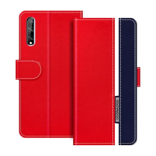UOGNADGD Funda de Cuero Compatible con Huawei Honor 30i Carcasa Tipo Billetera con Cierre magnético Soporte y Ranuras para Tarjetas protección contra Golpes (Rojo)