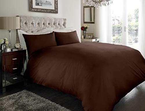 Crescent Collection Plain Duvet Cover With Pillowcase Percale Quilt Cover Bedding Set (Burgundy, Single)