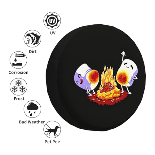 Image of Spare Tire Cover with Marshmallow Campfire Pattern Wheel Protectors Weatherproof Wheel Covers Universal Fit for SUV Rv Truck Travel Camper Trailers Accessories 16inch