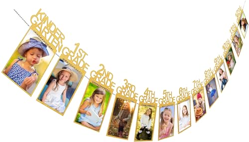 Graduation Decorations Class of 2025 Graduation Photo Banner 4x6 for Paty Decorations K-12 Photo Display for High School Senior 2025 Grad Decor Party Supplies Gold