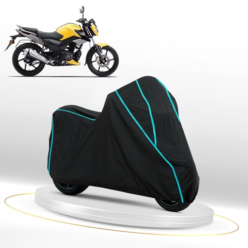 Image of Waterproof Bike Cover for TVS Raider 125 | Dustproof, UV Heat Resistant & Windproof with Full Bottom Elastic, Heavy Duty Polyester Fabric, Triple Stitched - Black
