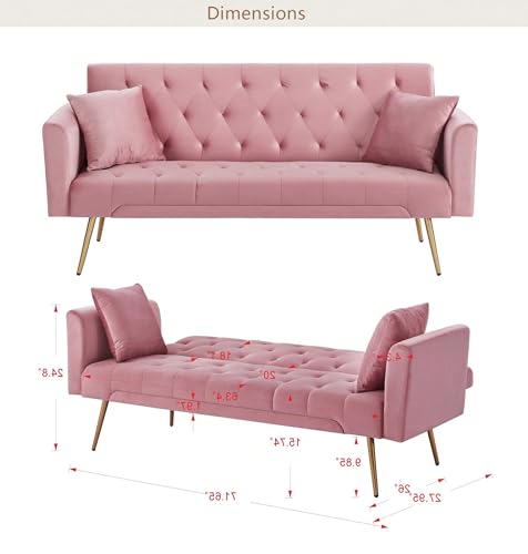 Anwick 5130 Pink Velvet Sofa Bed thumb #1